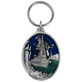 Coastal Scene Metal Key Chain with Enameled Details